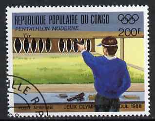 Congo 1988 Shooting 200f from Seoul Olympics (2nd Issue) very fine cto used, SG 1123*