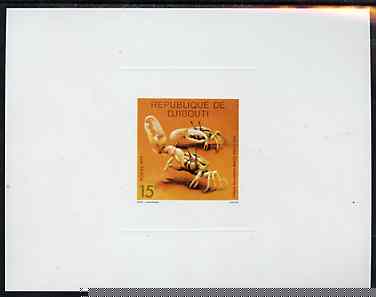 Djibouti 1977 Crabs 15f imperf deluxe sheet on sunken card in full issued colours, as SG 717