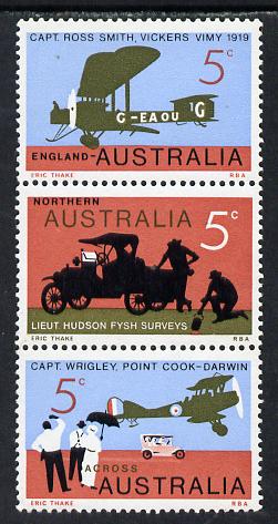 Australia 1969 Flight Anniversary se-tenant strip of 3 (ASC 372y) unmounted mint c A$16