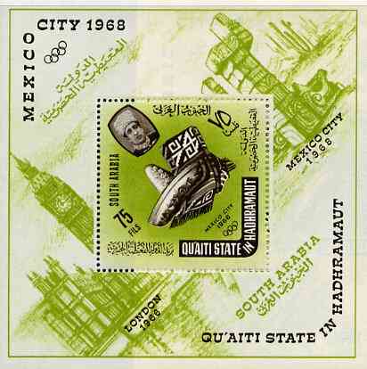 Aden - Qu'aiti 1966 Mexico Olympics perf m/sheet (Diamond Shaped) unmounted mint Mi BL 2A