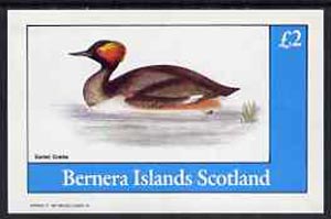 Bernera 1982 Birds #32 (Eared Grebe) imperf deluxe sheet (Â£2 value) unmounted mint