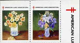 Cinderella - United States se-tenant pair of undenominated labels depicting flowers produced by the American Lung Association unmounted mint