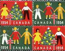 Cinderella - Canada 1954 Christmas TB Seals, fine unmounted mint se-tenant block of 4 