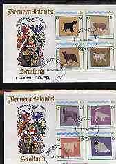 Bernera 1984 Rotary - Domestic Cats perf set of 8 values on two covers with first day cancels