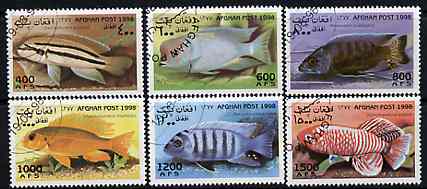 Afghanistan 1998 Fish complete perf set of 6 values, cto used*