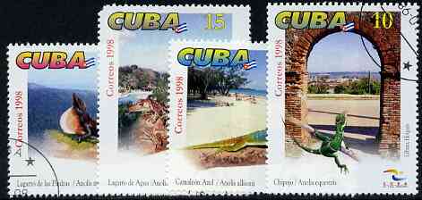 Cuba 1998 Reptiles complete perf set of 4 values, cto used*