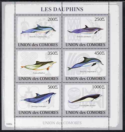 Comoro Islands 2009 Dolphins perf sheetlet containing 6 values unmounted mint