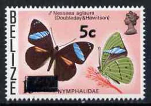 Belize 1976 Butterfly 5c on 15c (Nessaea aglaura) unmounted mint SG 448*