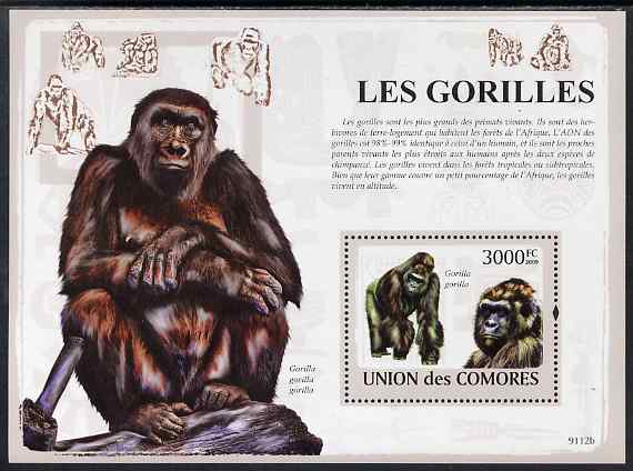 Comoro Islands 2009 Gorillas perf m/sheet unmounted mint