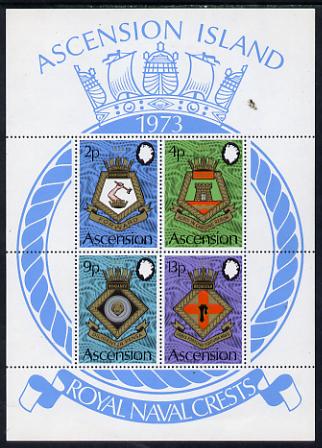 Ascension 1973 Royal Naval Crests - 5th series perf m/sheet unmounted mint, SG MS 170