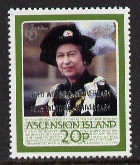 Ascension 1987 Ruby Wedding 20p with opt doubled unmounted mint, SG 449a*
