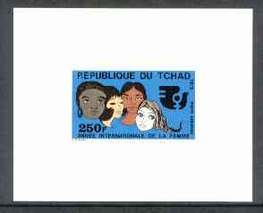 Chad 1975 International Womens Year 250f imperf proof in issued colours on glazed card, as SG 415