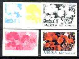 Angola 1999 Fungi 10,000k from Flora & Fauna def set, the set of 5 imperf progressive colour proofs comprising the four individual colours plus completed design (all 4-colour composite) 5 proofs unmounted mint