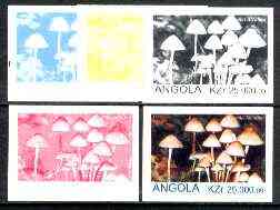Angola 1999 Fungi 25,000k from Flora & Fauna def set, the set of 5 imperf progressive colour proofs comprising the four individual colours plus completed design (all 4-colour composite) 5 proofs unmounted mint