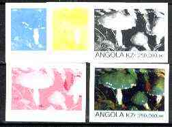Angola 1999 Fungi 250,000k from Flora & Fauna def set, the set of 5 imperf progressive colour proofs comprising the four individual colours plus completed design (all 4-colour composite) 5 proofs unmounted mint