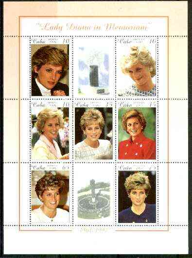 Cuba 1999 Princess Diana Memorial perf sheetlet containing 7 values plus 2 labels unmounted mint