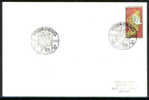 Denmark 1970 Commemorative cover for RudkÃ¸bing Sea Scouts with special illustrated (Anchor) cancel