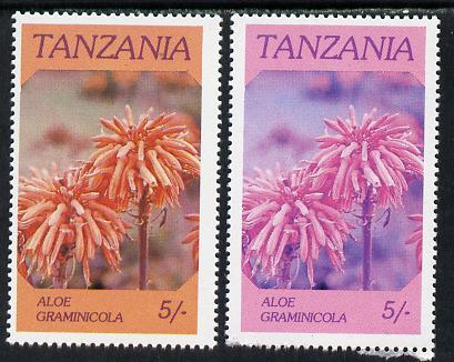 Tanzania 1986 Flowers 5s (Aloe) with yellow omitted, complete sheetlet of 8 plus normal sheet, both unmounted mint as SG 475
