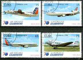 Cuba 1999 Aircraft (75th Anniversary Cubana) complete set of 4 values fine cto used*
