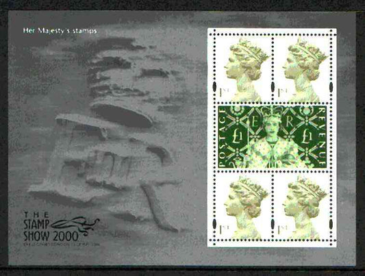 Great Britain 2000 'Stamp Show 2000' m/sheet containing 4 x Millennium defs plus Â£1 Coronation stamp, unmounted mint SG MS 2147