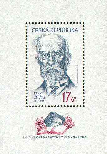 Czech Republic 2000 Tomas Masaryk 150th Birth Anniversary 17k m/sheet unmounted mint