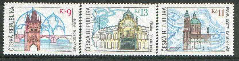 Czech Republic 2000 The Royal Road set of 3 (Gothic, Baroque & Art Nouveau Architecture) unmounted mint