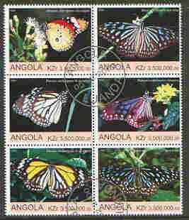 Angola 2000 Butterflies set of 6 very fine cto used