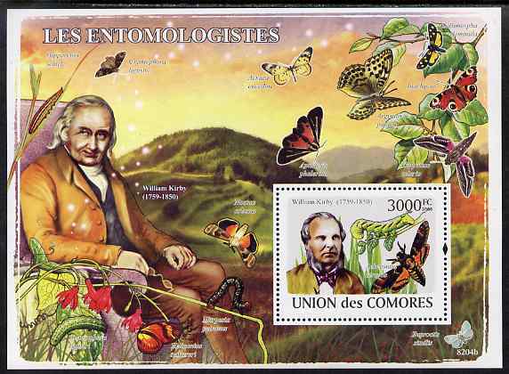 Comoro Islands 2009 Entomologists & Butterflies perf s/sheet unmounted mint, Michel BL464