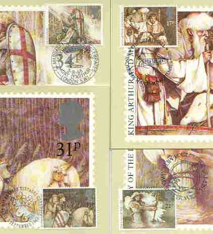 GB Great Britain 1985 Arthurian Legends set of 4 PHQ cards with appropriate stamps each very fine used with first day cancels