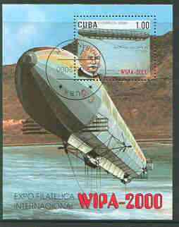 Cuba 2000 WIPA 2000 Stamp Exhibition (Zeppelin Airship) perf m/sheet fine cto used