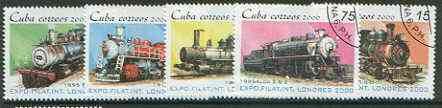 Cuba 2000 London 2000 Stamp Exhibition (Steam Locos) perf set of 5 fine cto used*