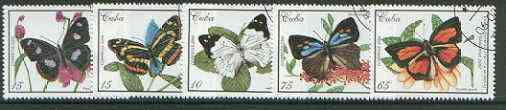 Cuba 2000 Butterflies perf set of 5 fine cto used