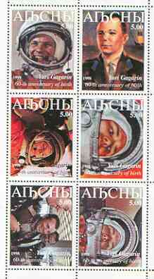 Abkhazia 1999 Yuri Gagarin perf sheetlet containing 6 values unmounted mint