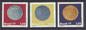 Brazil 1977 Colonial Coins set of 3 unmounted mint, SG 1676-78*