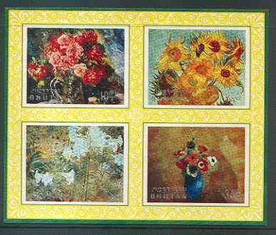 Bhutan 1969 Flowers 'Postage' m/sheet #1 containing 4 values relief printed unmounted mint, Mi BL 37