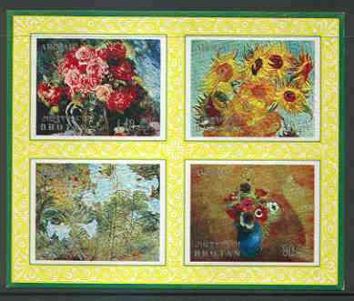 Bhutan 1969 Flowers 'Airmail' m/sheet #1 containing 4 values relief printed unmounted mint, Mi BL 39