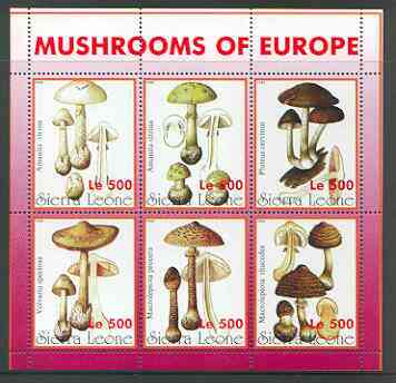 Sierra Leone 1998 Fungi sheetlet #2 containing 6 values unmounted mint