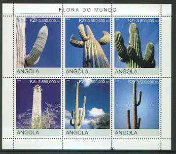 Angola 2000 Cacti sheetlet containing set of 6 values unmounted mint