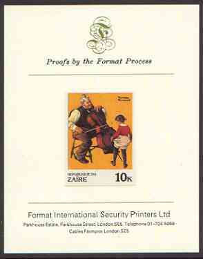 Zaire 1981 Girl Dancing to Cello by Norman Rockwell 10k imperf proof mounted on Format International proof card