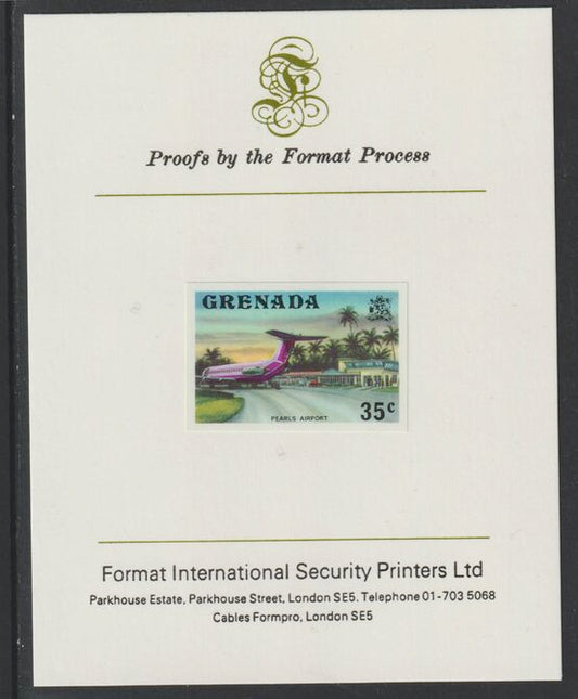 Grenada 1975 Pearls Airport 35c imperf proof mounted on Format International proof card (as SG 661)