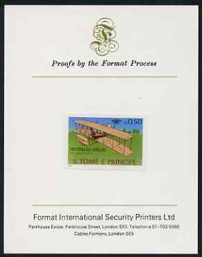 St Thomas & Prince Islands 1979 Aviation History 0.5Db (Wright Flyer 1) imperf proof mounted on Format International proof card