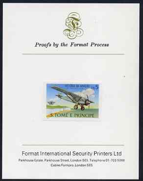 St Thomas & Prince Islands 1979 Aviation History 5Db (Spirit of St Louis) imperf proof mounted on Format International proof card