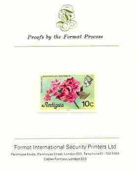 Antigua 1976 Bougainvillea 10c (with imprint) imperf proof mounted on Format International proof card (as SG 476B)