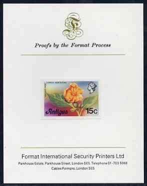 Antigua 1976 Geiger Tree 15c (without imprint) imperf proof mounted on Format International proof card (as SG 477A)