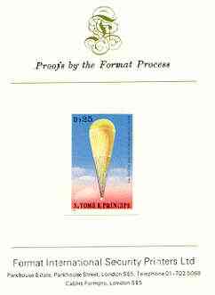 St Thomas & Prince Islands 1980 Balloons 25Db (Prof Piccard) imperf proof mounted on Format International proof card