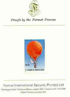St Thomas & Prince Islands 1980 Balloons 8Db (AnrÃ©e's Eagle) imperf proof mounted on Format International proof card