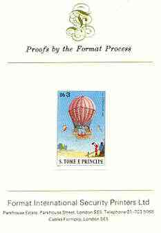 St Thomas & Prince Islands 1980 Balloons 3Db (Von LÃ¼tgendorf) imperf proof mounted on Format International proof card