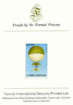 St Thomas & Prince Islands 1980 Balloons 0.5Db (Blanchard) imperf proof mounted on Format International proof card