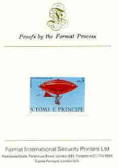 St Thomas & Prince Islands 1980 Airships 3Db (Gaston Brothers) imperf proof mounted on Format International proof card