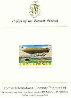 St Thomas & Prince Islands 1980 Airships 8Db (Ville de Lucerne) imperf proof mounted on Format International proof card